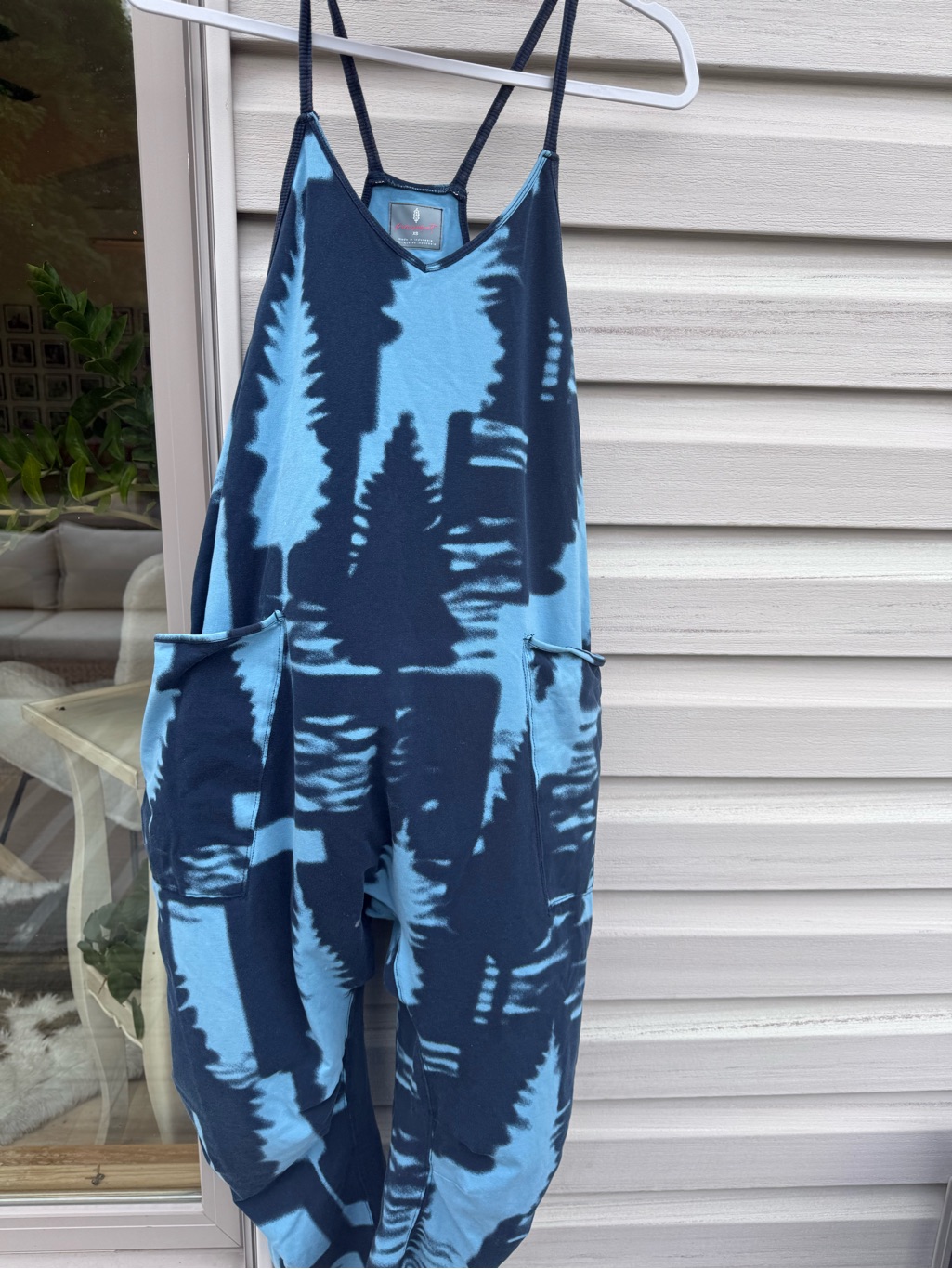 Free People Blue Tie-Dye Tank Jumpsuit